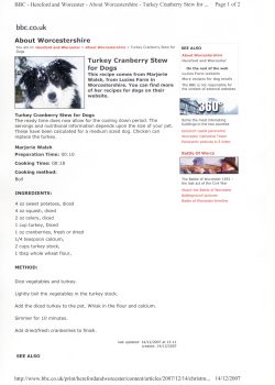 To accompany their story on theMidlands Todayprogramme the BBC also put Marjorie's recipe for Turkey Cranberry Stew on their website.