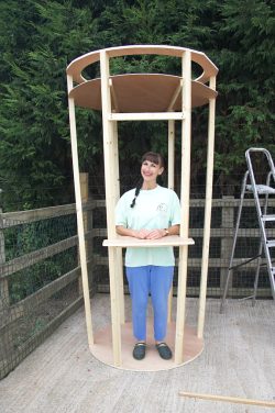 This giant ice cream cone is our small booth at the 2006 Wag and Bone Show in Windsor. Marjorie will disperse smoked haddock ice cream and doggie nutrition wisdom from the cone.