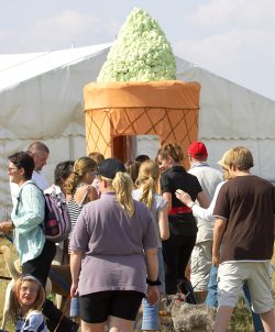 The crowd gathered for free haddock ice cream cones